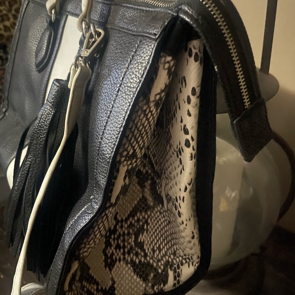 Steve Madden Black and White Snake Print Women's Bag